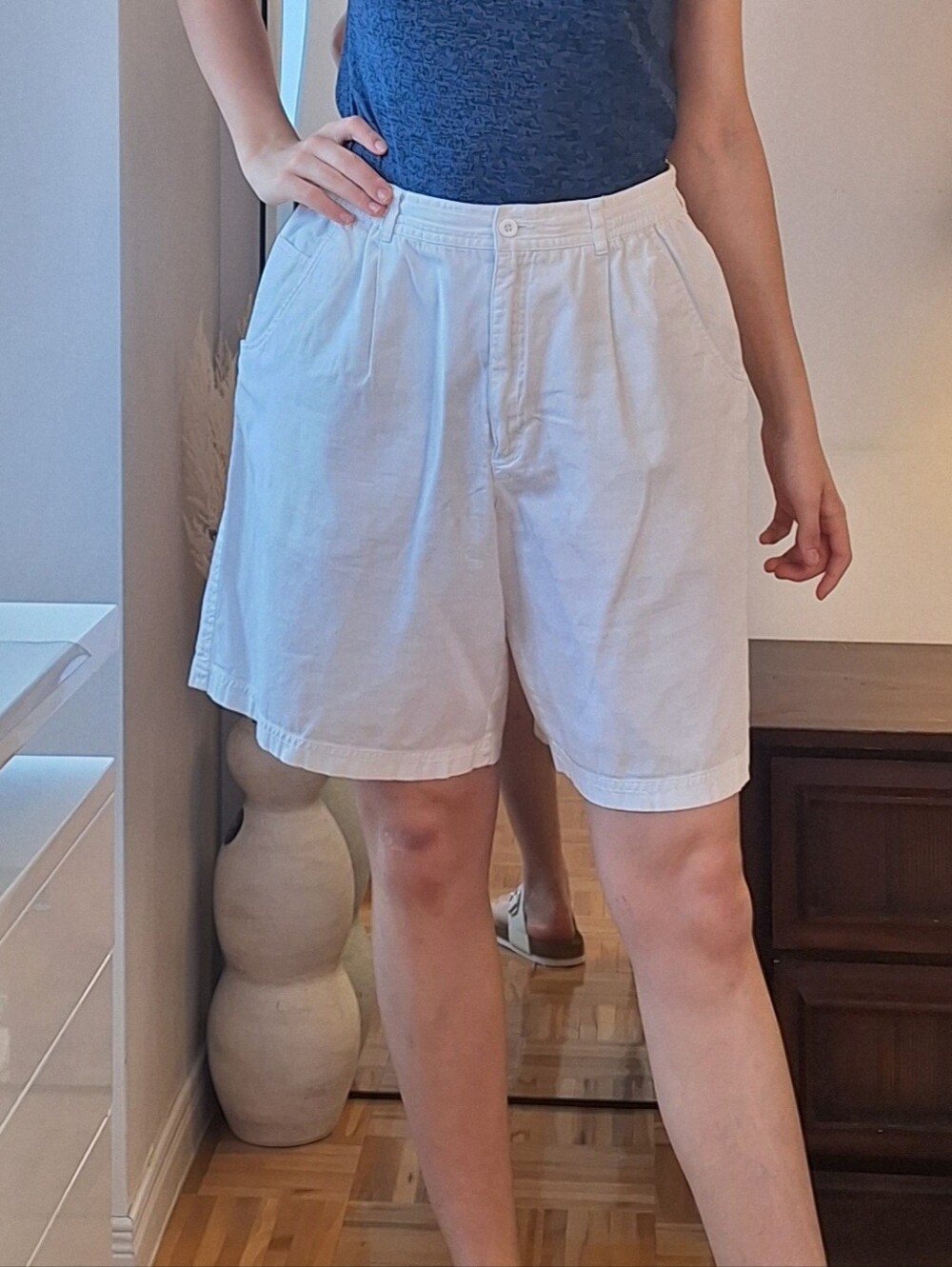 Liz Claiborne White High-Waist Cotton Shorts